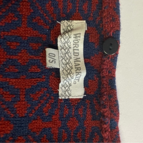 World Market Women's Kimono Cardigan Sweater Burgundy/Blue Abstract Pattern O/S - Picture 9 of 15